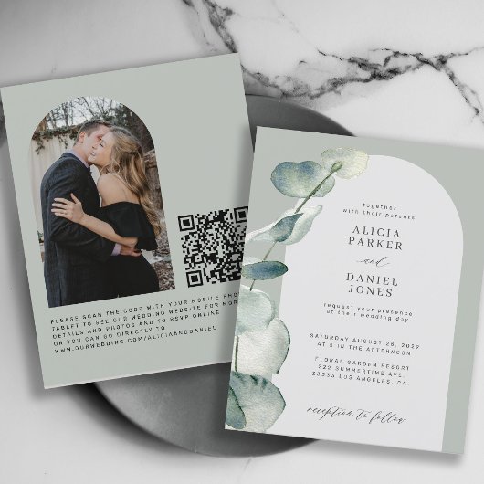 Papier CODE QR budget sage arch PHOTO invitation de maria