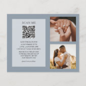 Papier Code QR Budget Sauvegarder Notre Date Bleu Poussié (Dos)