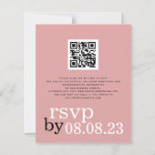 Papier Code QR BUDGET Texte Rose Poussiéreuse Invitation  (Dos)