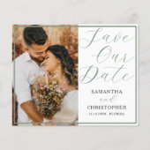 Papier Code QR budgétaire Enregistrez notre date Vert sau (Devant)