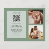 Papier Code QR budgétaire Enregistrez notre date Vert sau (Dos)