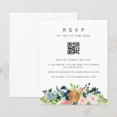 Papier Code QR budgétaire invitation florale élégante RSV (Devant / Derrière)