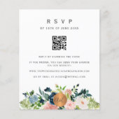 Papier Code QR budgétaire invitation florale élégante RSV (Devant)