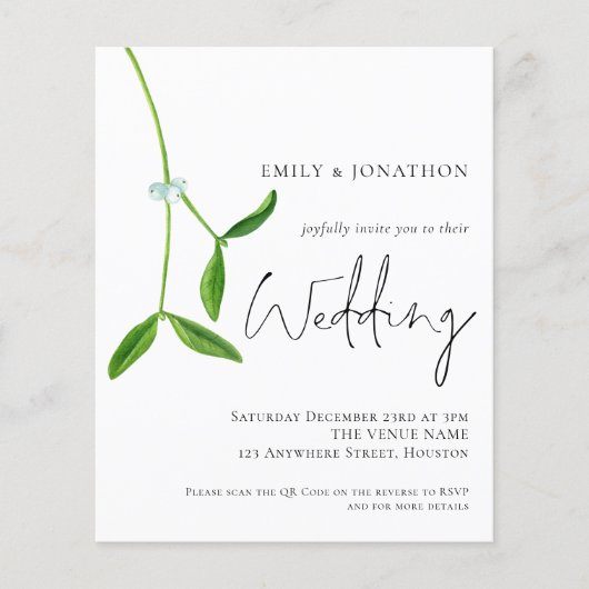 Papier Code QR de budget Étiquette de Noël Mariage Mistle (Devant)