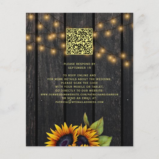 Papier Code QR de budget Invitation de mariage en bois ru (Dos)