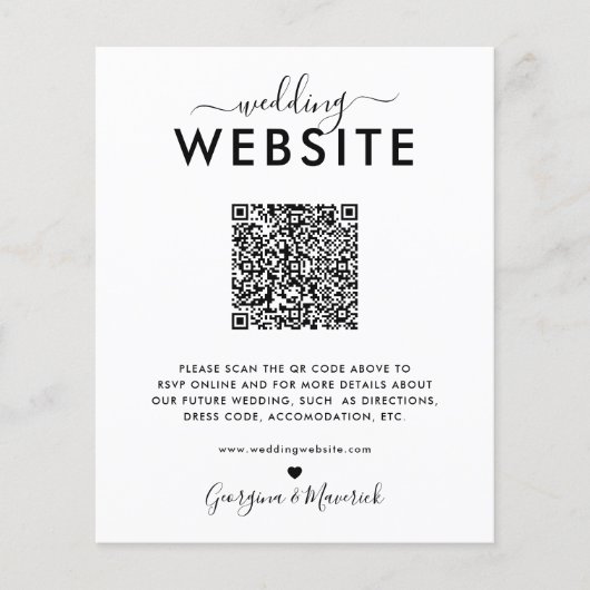 Papier Code QR de budget RSVP Détails du site Web de mari (Devant)