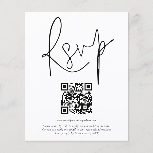 Papier Code QR de budget Script Photo Réponse de mariage (Devant)