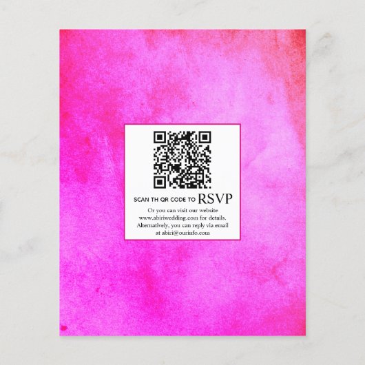 Papier Code QR de fleurs pour invitation de mariage magen (Dos)