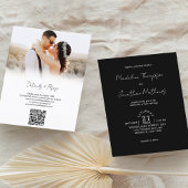 Papier Code QR de mariage pas cher photo noir blanc rusti