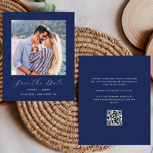 Papier Code QR de photo de budget bleu marine Enregistrer