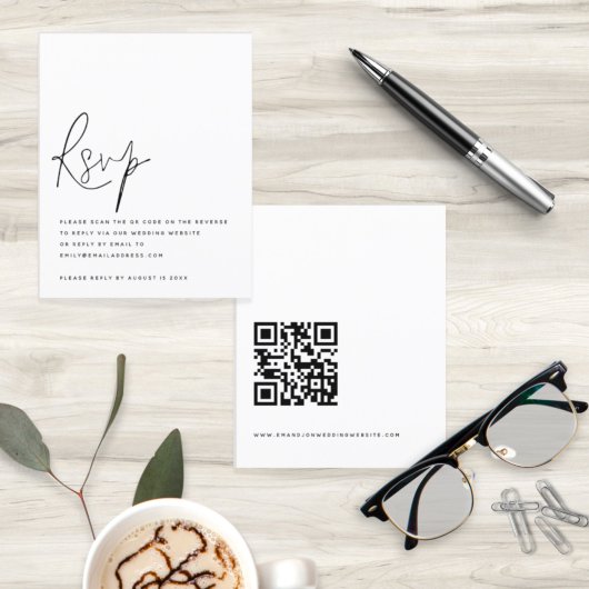 Papier Code QR de réponse de mariage avec enveloppe pour