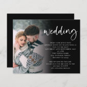 Papier Code QR de script budgétaire Invitation noir blanc (Devant / Derrière)