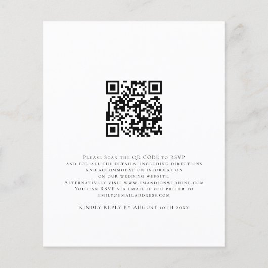 Papier Code QR du budget Faire-part de mariage noir blanc (Dos)