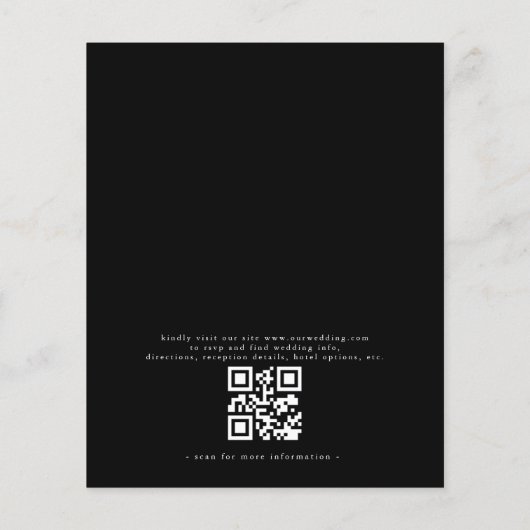 Papier Code QR du budget Faire-part de mariage noir et bl (Dos)