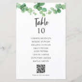 Papier Code QR du plan de table de mariage aux eucalyptus (Devant)