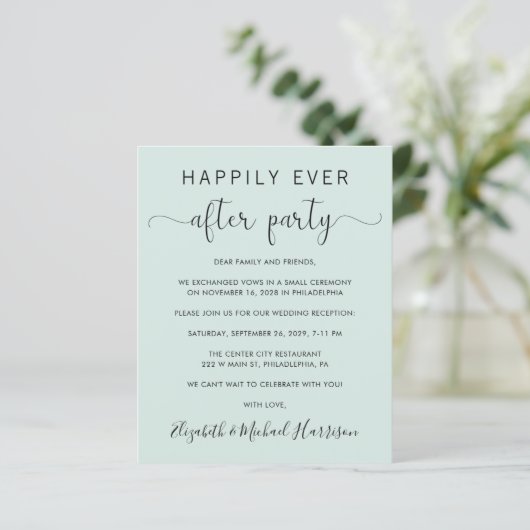 Papier Code QR élégant Mint Mariage Réception Invitation (Debout devant)