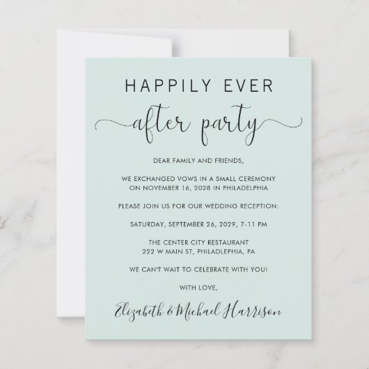 Papier Code QR élégant Mint Mariage Réception Invitation (Devant)