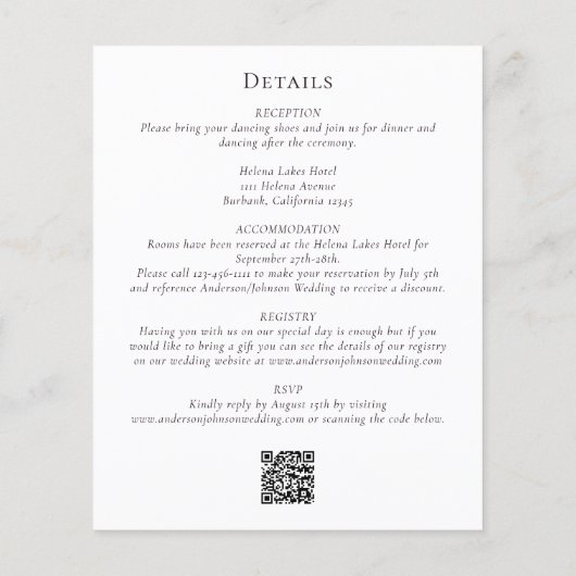 Papier Code QR Eucalyptus tout en un Faire-part de mariag (Dos)