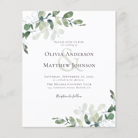 Papier Code QR Eucalyptus tout en un Faire-part de mariag (Devant)