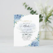 Papier Code QR Faire-part de mariage Blue Hydrangea (Debout devant)
