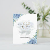 Papier Code QR Faire-part de mariage Blue Hydrangea (Debout devant)