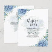 Papier Code QR Faire-part de mariage Blue Hydrangea (Devant / Derrière)
