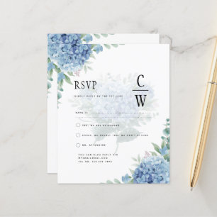 Papier Code QR Faire-part de mariage Blue Hydrangea