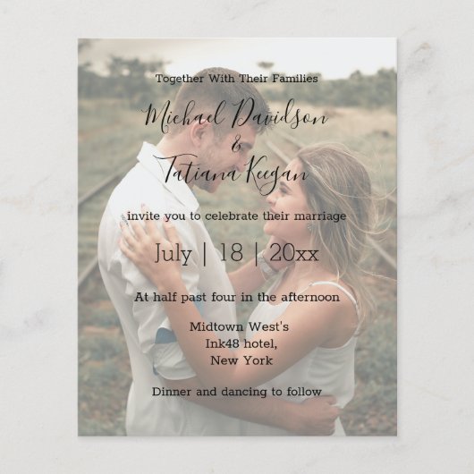 Papier code qr fleur sauvage rsvp photo faire-part de mar (Devant)