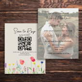 Papier code qr fleur sauvage rsvp photo faire-part de mar