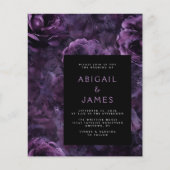 Papier Code QR Fleurs Violettes Sombres Mariage Budget (Devant)