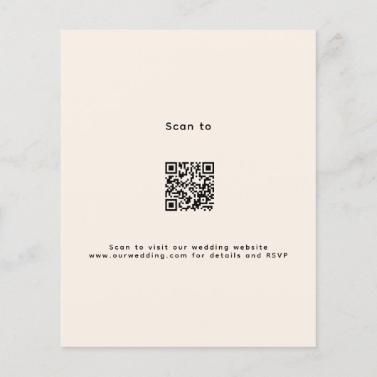 Papier Code QR floral rose beige RSVP faire-part de maria (Dos)