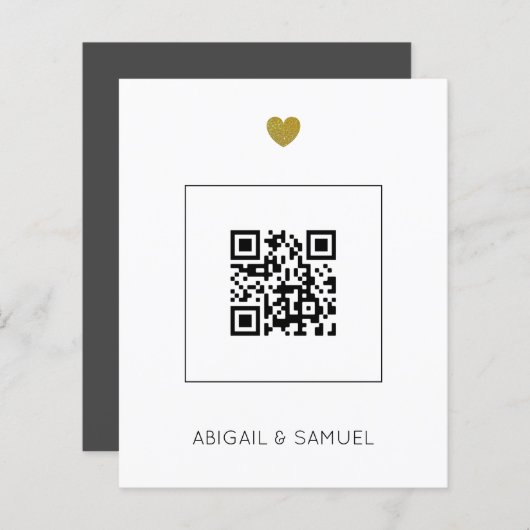 Papier Code QR gris foncé du budget en un seul Mariage (Devant / Derrière)