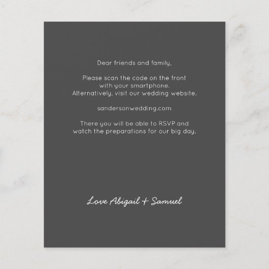 Papier Code QR gris foncé du budget en un seul Mariage (Dos)