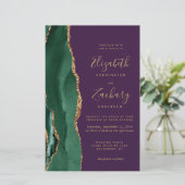 Papier Code QR Mariage Budget Agate Vert Emeraude Violet (Debout devant)