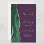 Papier Code QR Mariage Budget Agate Vert Emeraude Violet (Devant)