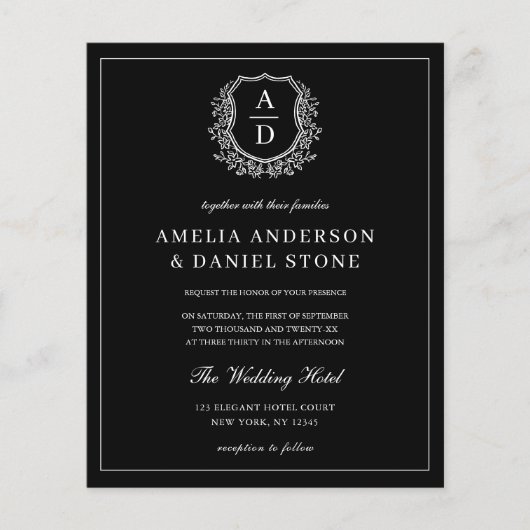 Papier Code QR Mariage de monogramme de crête feuillue (Devant)