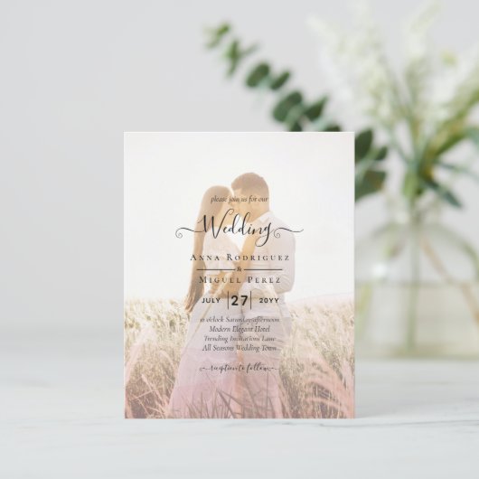 Papier Code QR Mariage de superposition photo Ombre rose  (Debout devant)