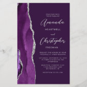 Papier Code QR Mariage Violet Argent Agate Prune Budget (Devant)