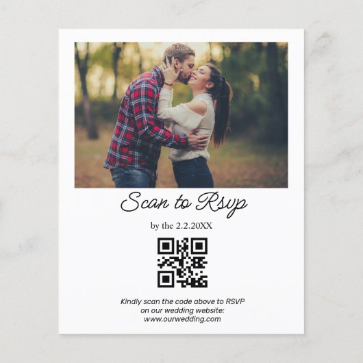 Papier code qr minimum rsvp 2 photos faire-part de mariag (Dos)