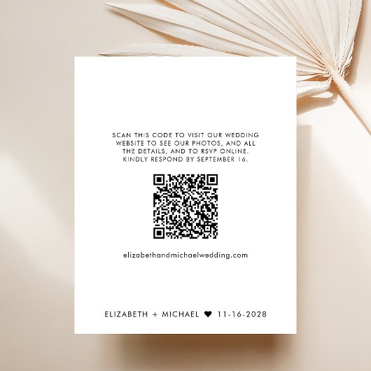 Papier Code QR moderne Réception de mariage Invitation