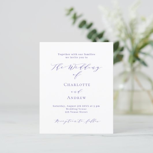 Papier Code QR officiel blanc violet mariage budget RSVP (Debout devant)