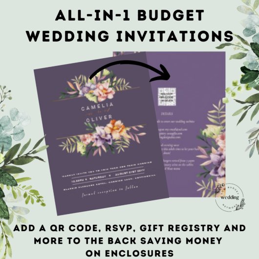 Papier Code QR pour invitation de mariage florale d'été p