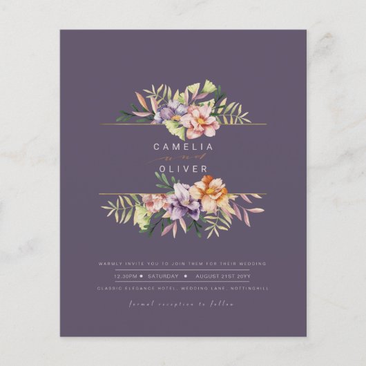 Papier Code QR pour invitation de mariage florale d'été p (Devant)