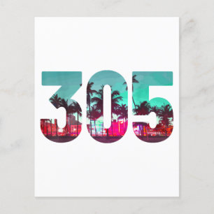 Papier Code régional 305 de Miami Floride Palmiers Vintag