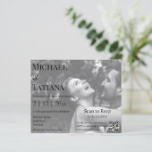 Papier code rsvp qr moderne photo faire-part de mariage (Debout devant)