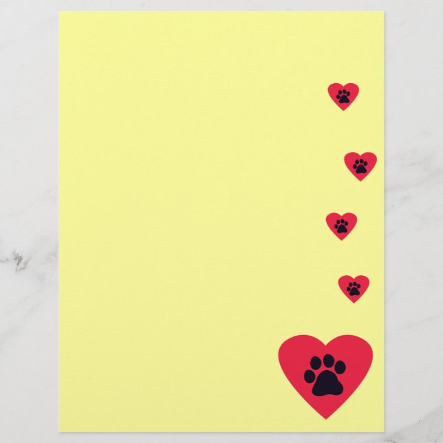 Papier Coeur avec Empreinte de patte (Devant)