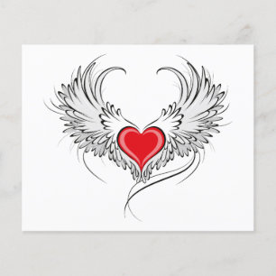 Papier Cœur d'ange rouge avec des ailes