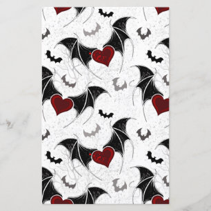Papier Coeur d'Halloween avec ailes de chauve-souris noir