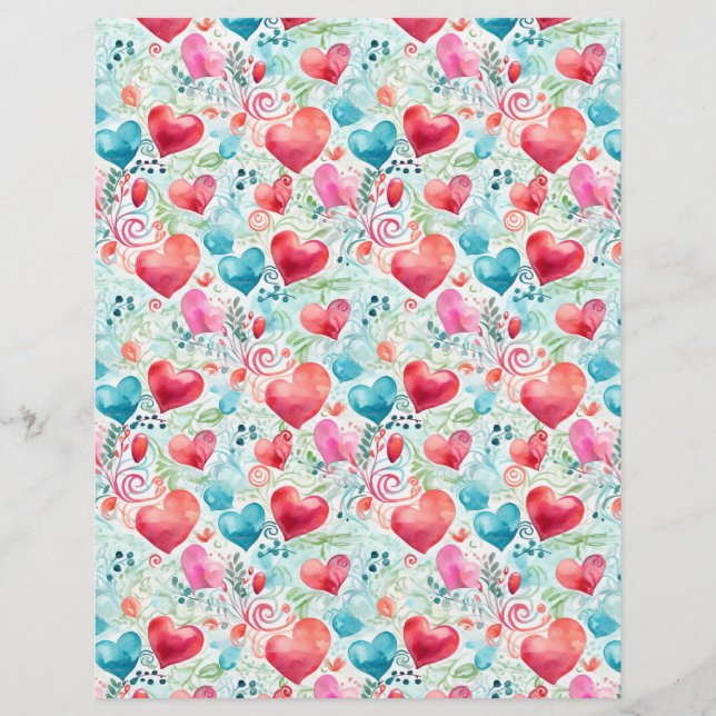 Papier Cœurs 11 Aquarelle mignons (Dos)
