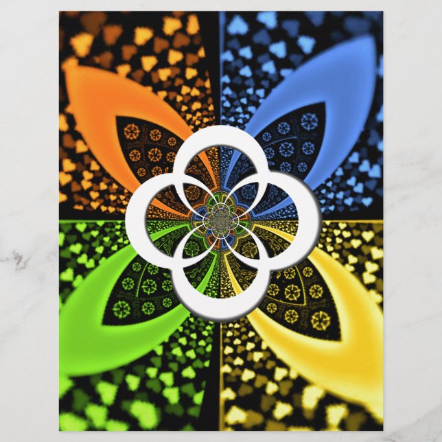 Papier Coeurs bleu vert jaune Iridescente (Devant)